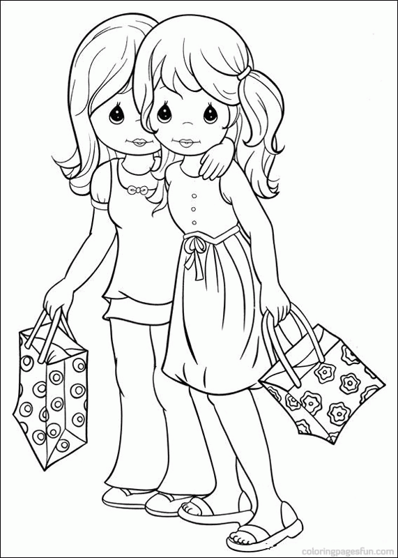 Precious Girls Friends Coloring Page