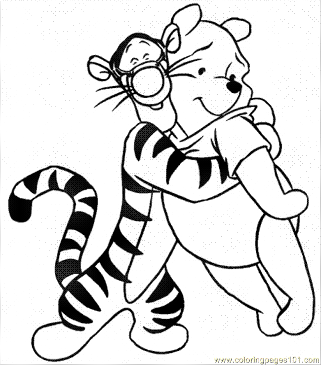 Coloring Pages Tigger Is Hugging Pooh (Cartoons > Winnie The Pooh 