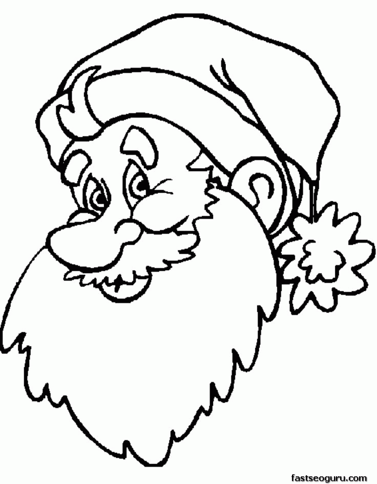 print out of christmas santa face coloring printable pages