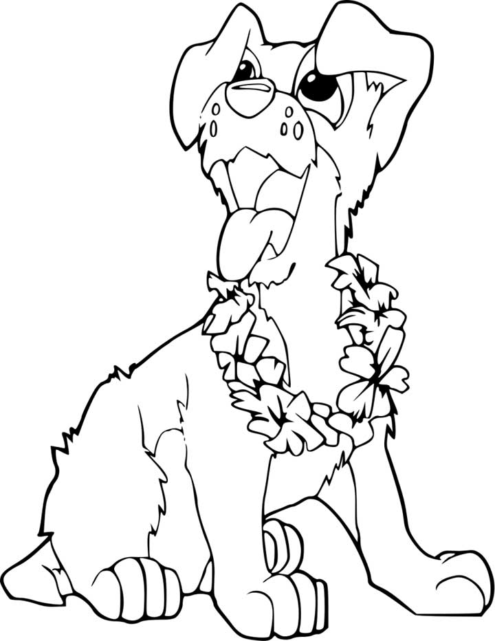 Cute Puppy Coloring Page For Kids Free Printable Picture 