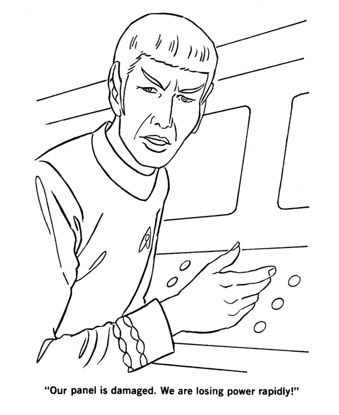 Star Trek Coloring Pages - Mr Spock at damage control station - TV 