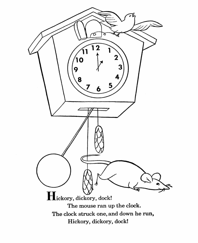 HICKORY DICKORY DOCK Colouring Pages (page 2)
