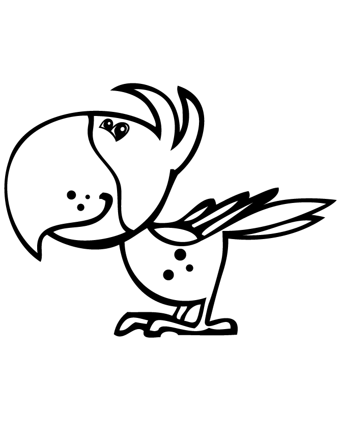 Cute Parrot Easy Coloring Page | Free Printable Coloring Pages