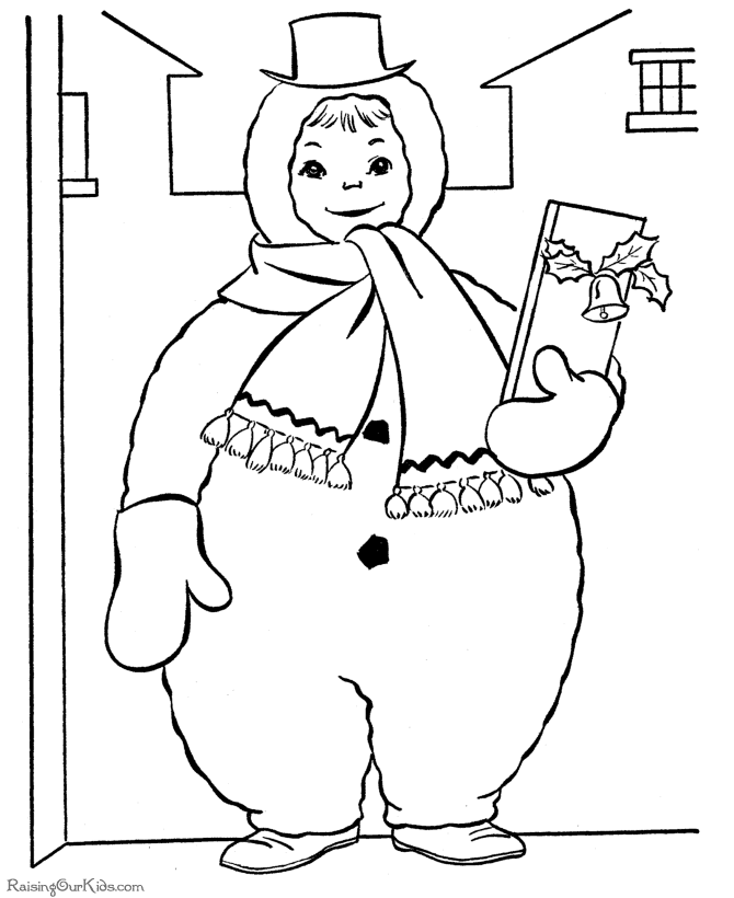 Free Kids Christmas Coloring Pages - A Snowman Costume!