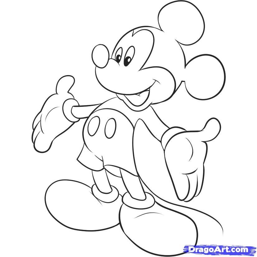 Pin How Draw Mickey Mouse Learn Back Cartoon Characters From 3 On -  Coloring Home
