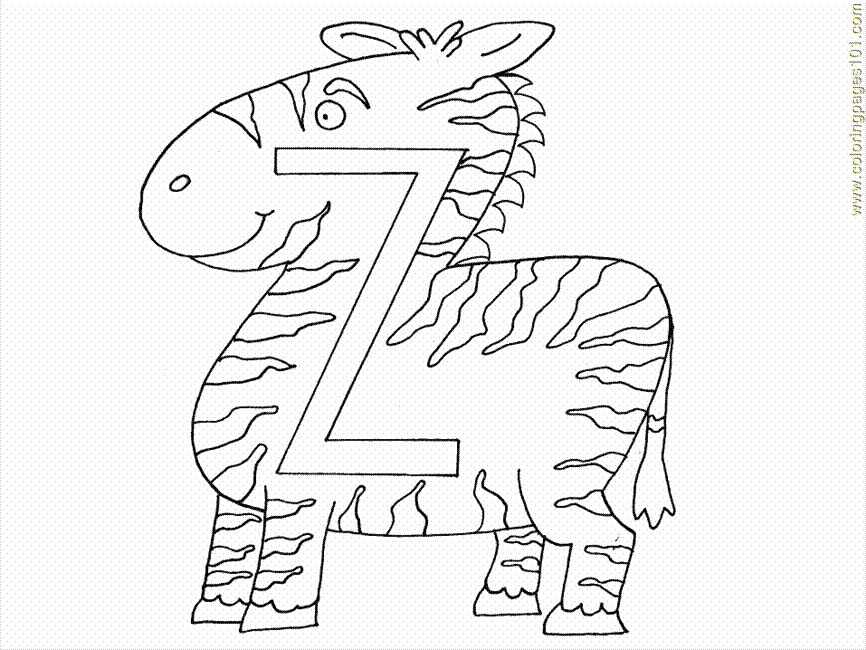 Coloring Pages Z Zebra (Education > Alphabets) - free printable 