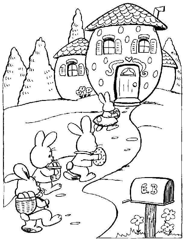 Happy Easter Small Bunnies Coloring Pages