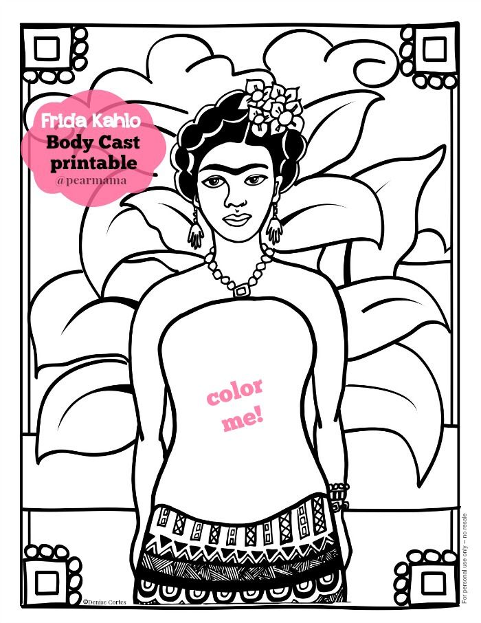 Pearmama: Frida Kahlo | Body Cast Printable
