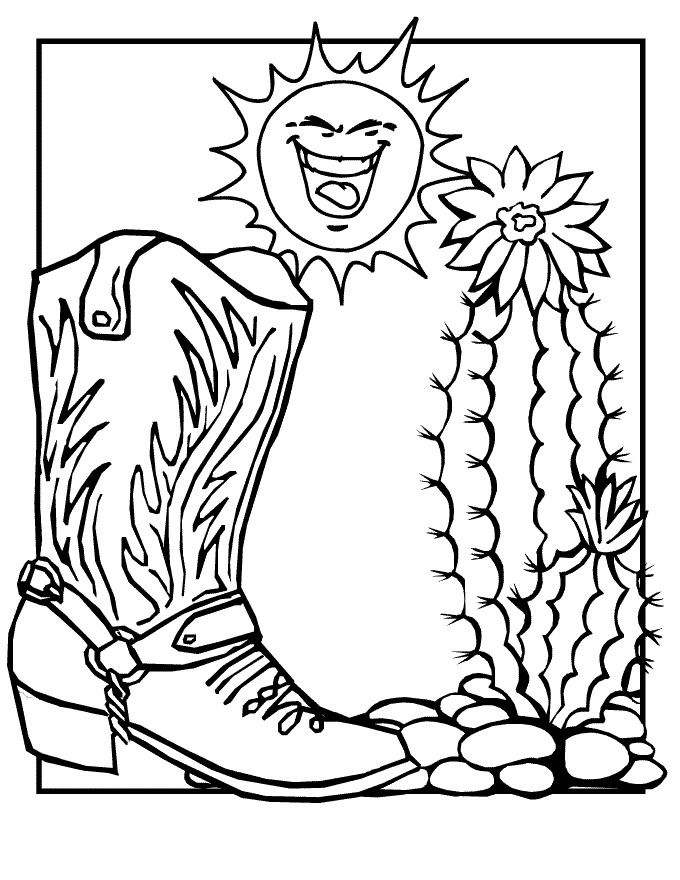 Cowboy Boot Coloring Pages Free