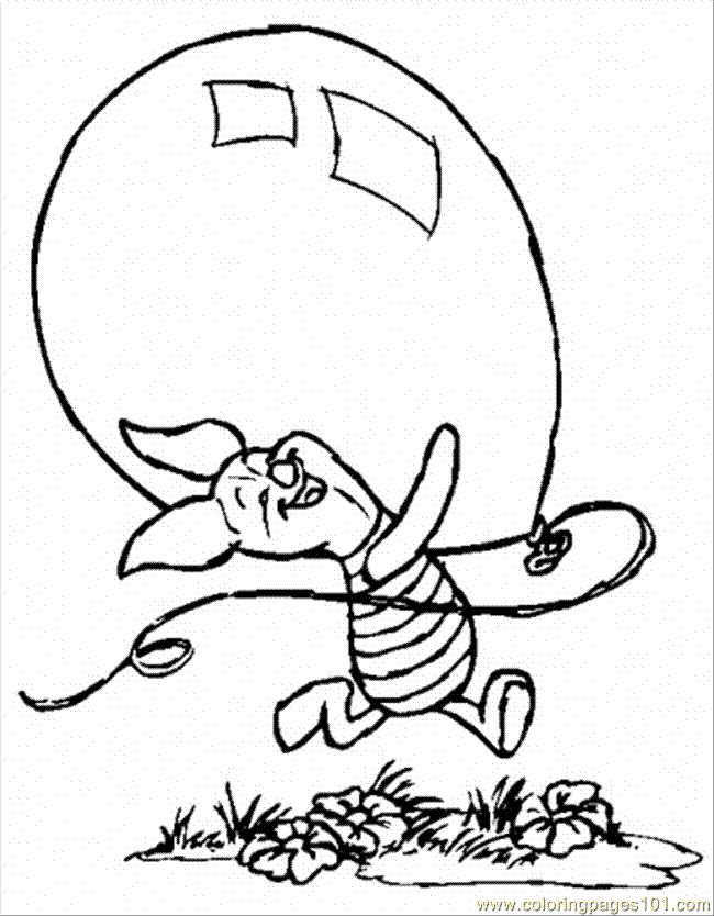 Coloring Pages Piglet And His Cute Baloon (Cartoons > Winnie The 