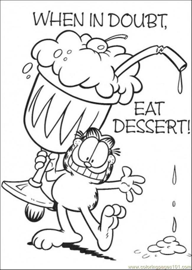 Coloring Pages Eat Dessert (Cartoons > Garfield) - free printable 