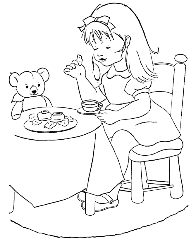 Birthday Coloring Pages | Kids Birthday party with teddy bear 