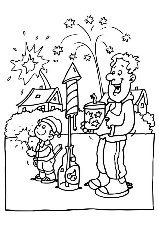 New Year fire works coloring pages | Coloring Pages