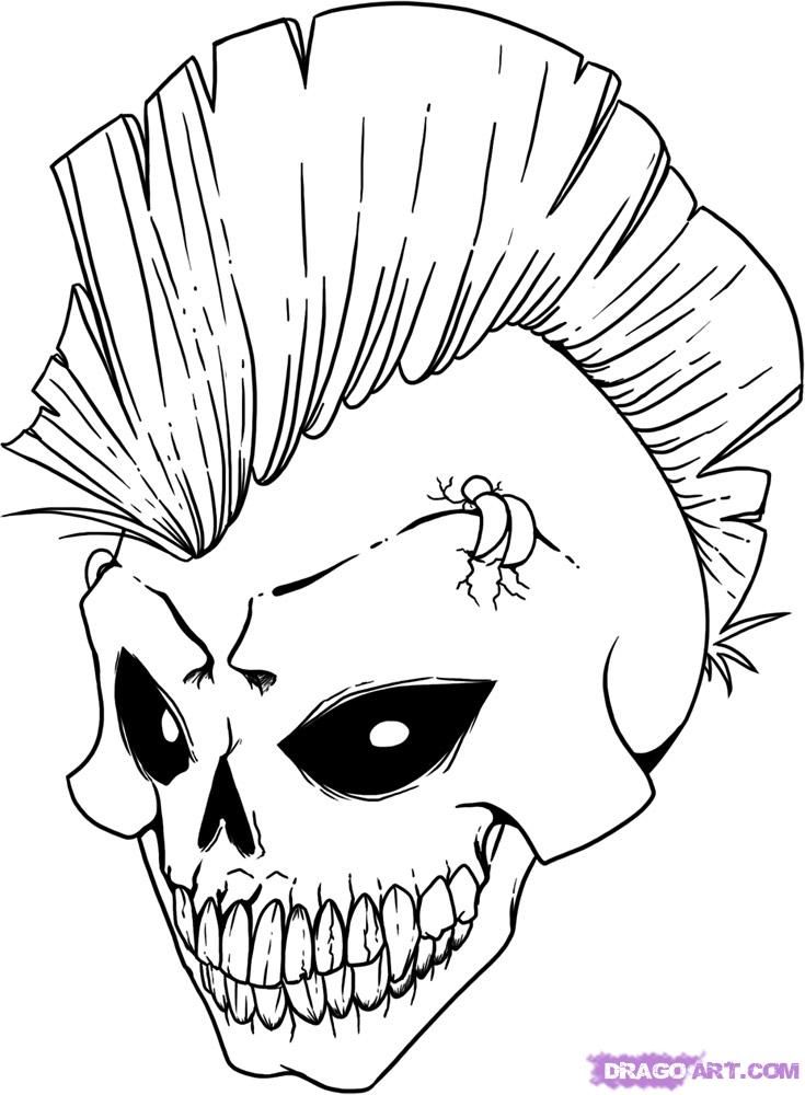 evil skull Colouring Pages