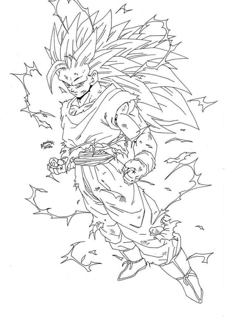 Printable Dragonball Regreso Goku Super Sayan Lineart By Triigun 