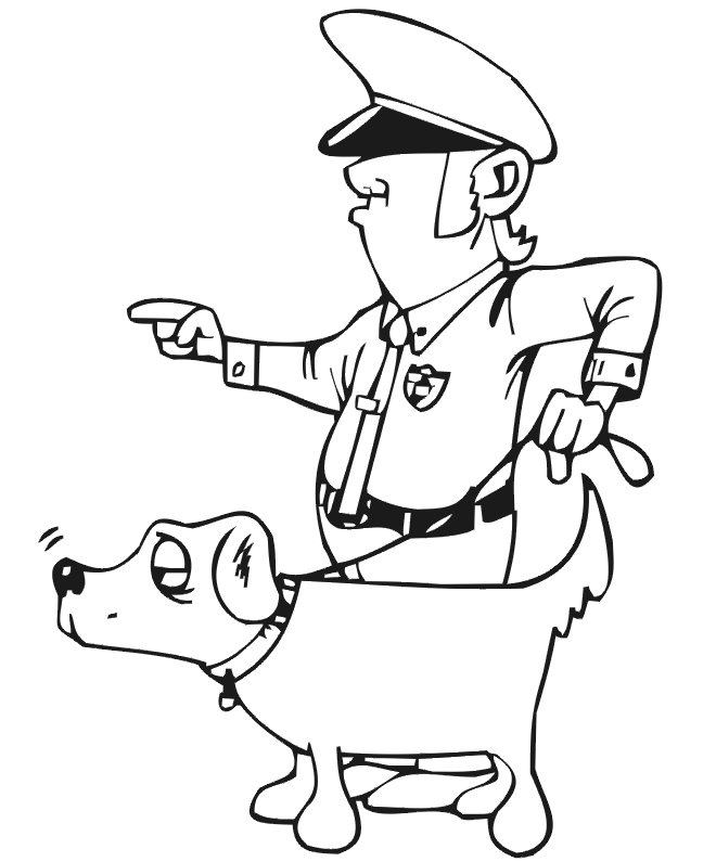 dog coloring page policeman