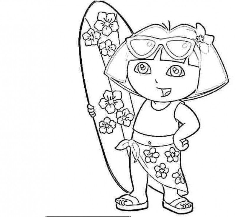 Dora Like To The Beach Coloring Page - Kids Colouring Pages
