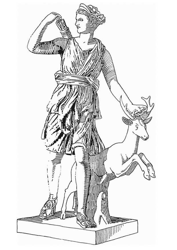 Coloring page Artemis, godess of greek mythology - img 13195.