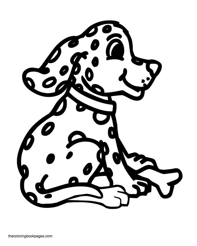 Smiling dalmation puppy sitting - Dog coloring book pages