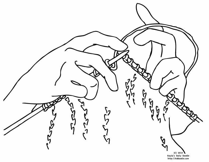 Download Free Printable Coloring Page | Knitting Hands - Coloring Home