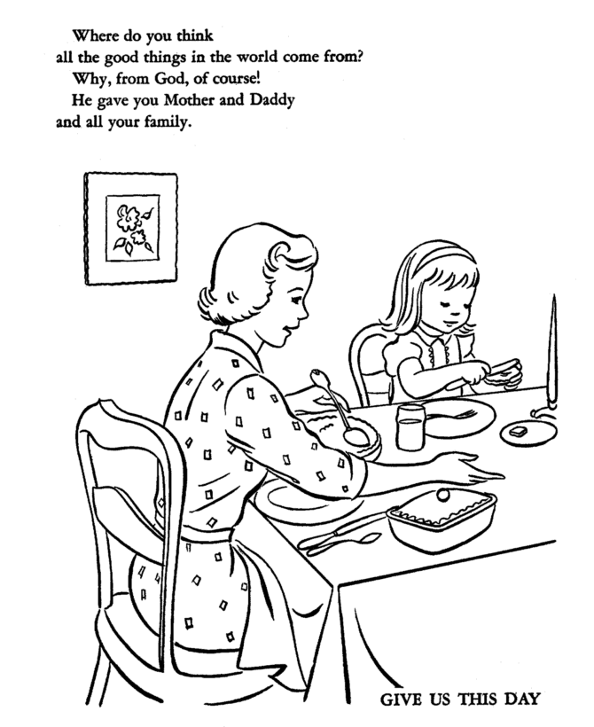 Thanksgiving Dinner Coloring Page Sheets - Mom serving 