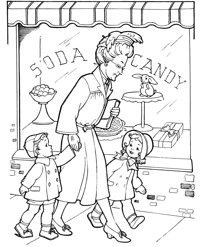 Grandparents Day Coloring Pages - Grandmother takes us to the 
