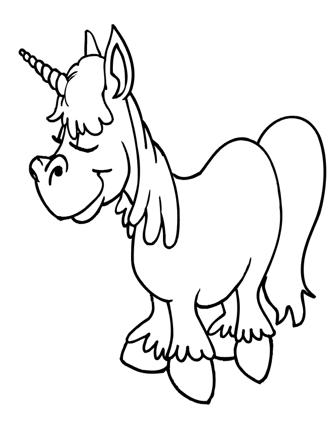 Unicorn Coloring Page | Cute Unicorn With Eyes Closed