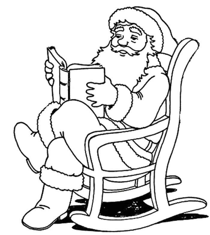 Santa Claus Reading Book Coloring Page - Christmas Coloring Pages 