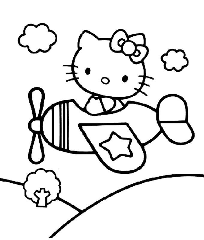 Hello kitty airplane coloring pages | Colloring