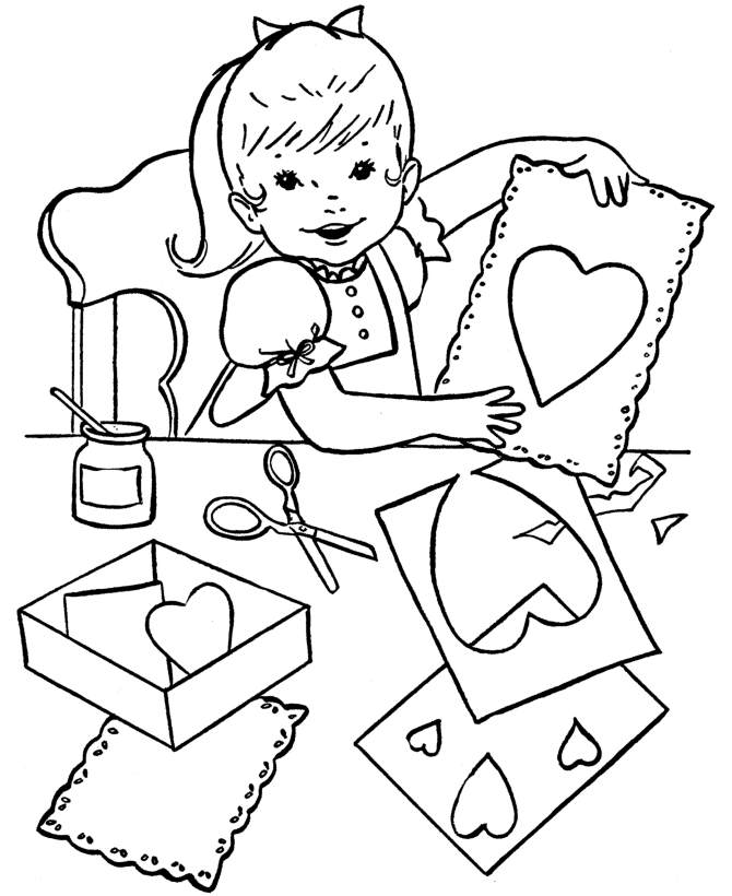 Kids Valentine's Day Coloring Pages - Cut & Paste Valentine Kids 