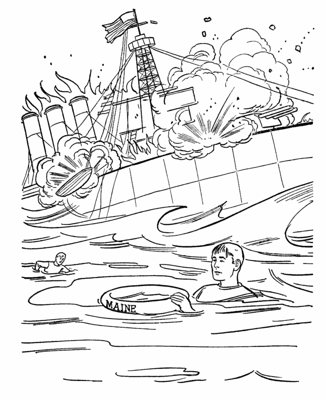 USA-Printables: Memorial Day Coloring Pages - Battleship USS Maine 