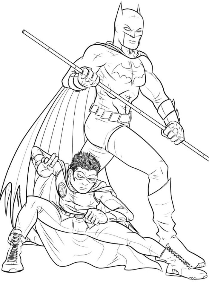 Batman And Robin In Action Coloring Pages - Batman Cartoon 