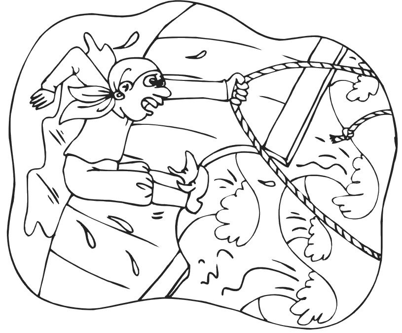Pirate Coloring Page | Holding On In Stormy Seas