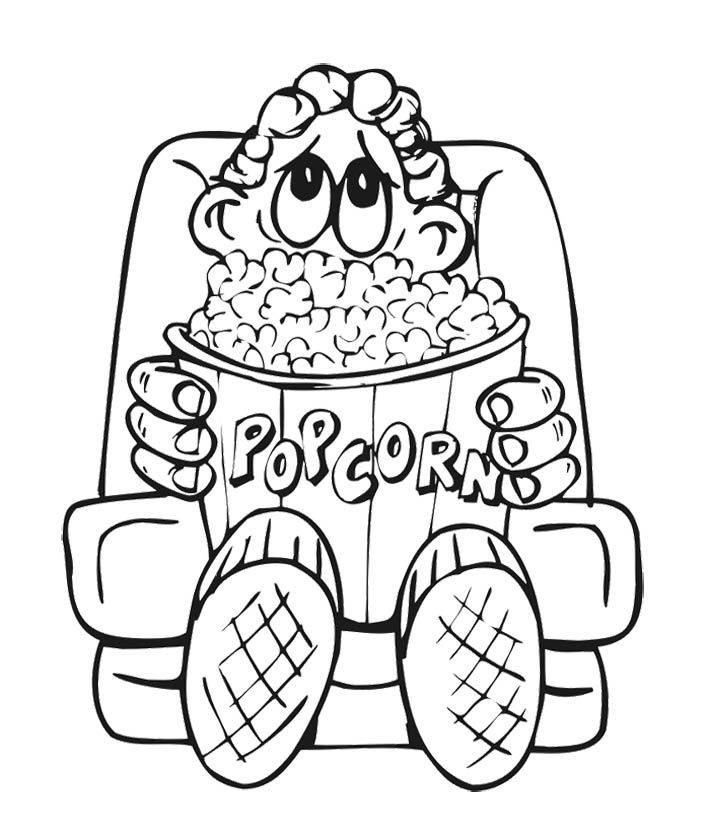 Popcorn Day Coloring Pages : Snacks Popcorn Day Coloring Page Kids 