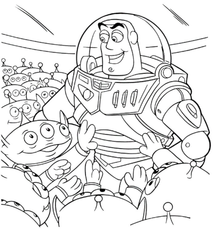 print sarge alien with buzz lightyear toy story 2 coloring
