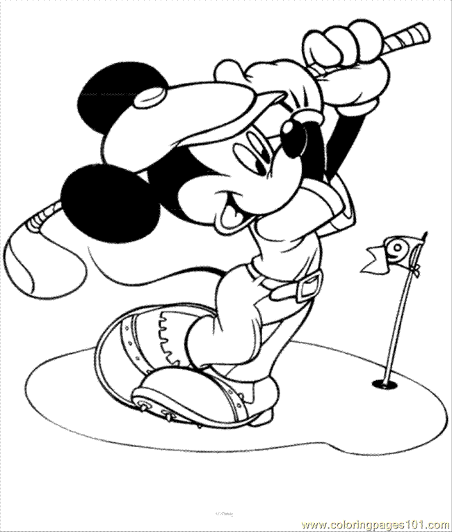 Coloring Pages Mickey Golf (Cartoons > Mickey Mouse) - free 