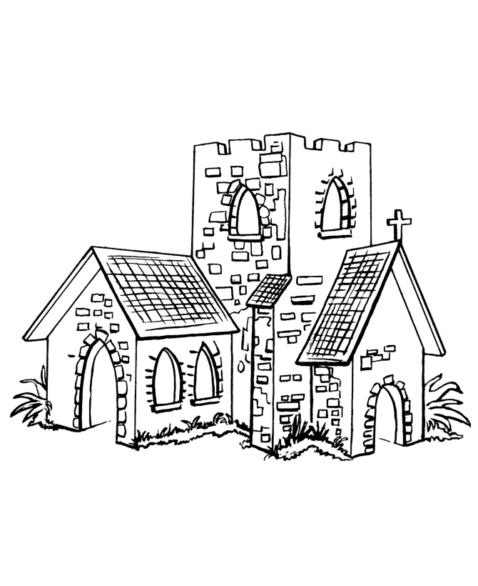 BlueBonkers - Medieval Churches Coloring Sheets - Small Church 