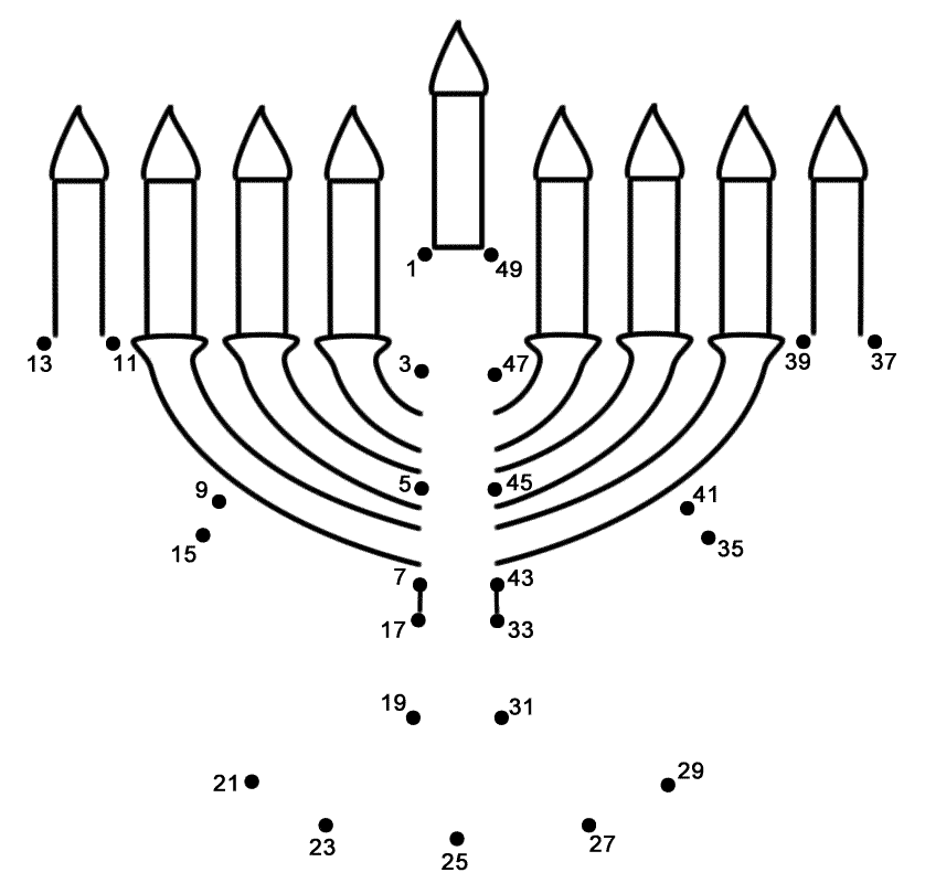 Menorah - Connect the Dots, count by 2's, starting at 1 (