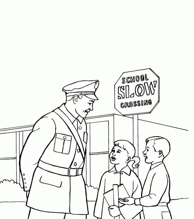 Policeman Warn Kids Coloring For Kids - Police Coloring Pages 