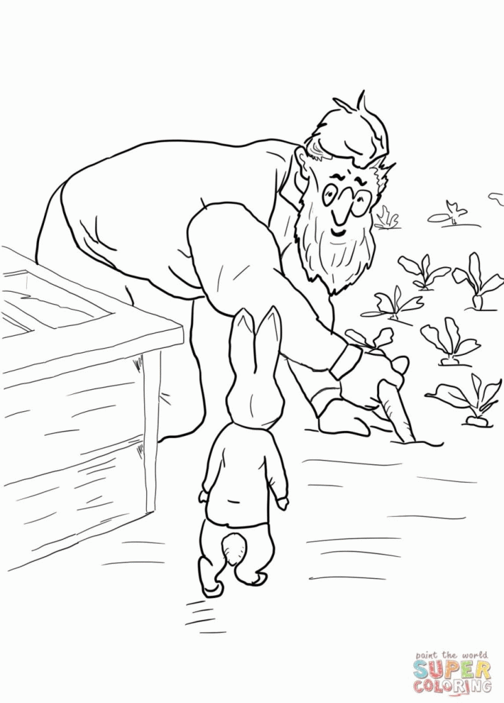 Funny: Peter Rabbit Is Spotted By Mr Mcgregor Coloring Online 