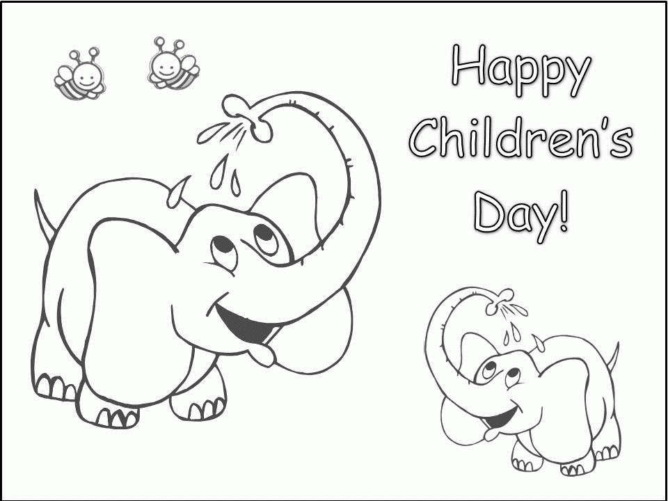 Happu Children's Day Coloring Pages of Baby Elephant | Coloring