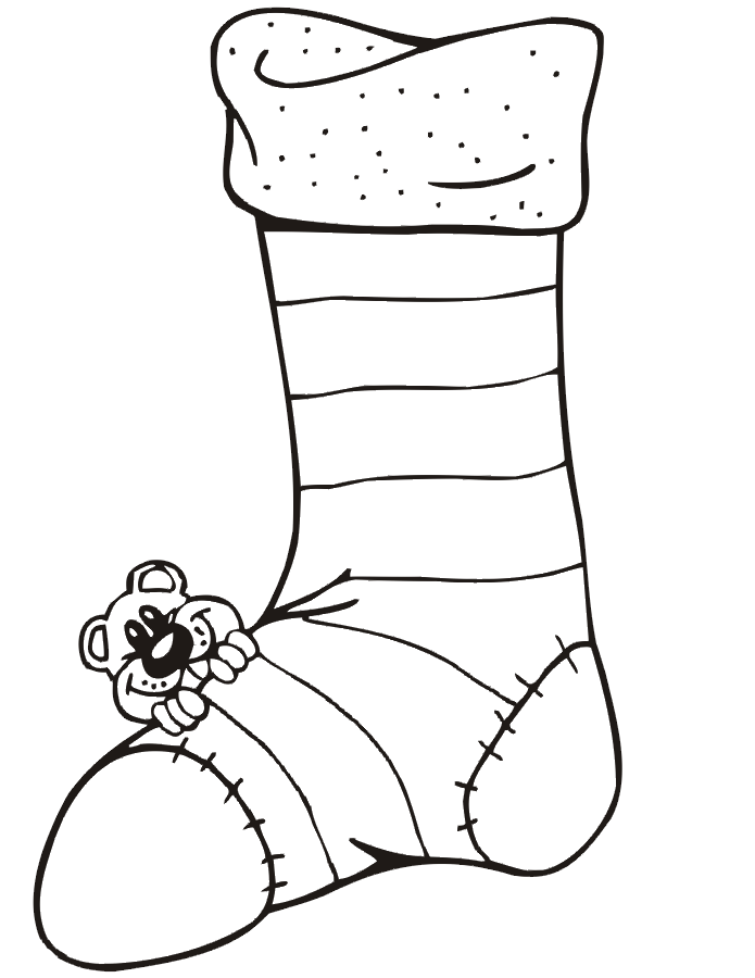 Christmas Stocking Coloring Page | Mouse Beside Stocking