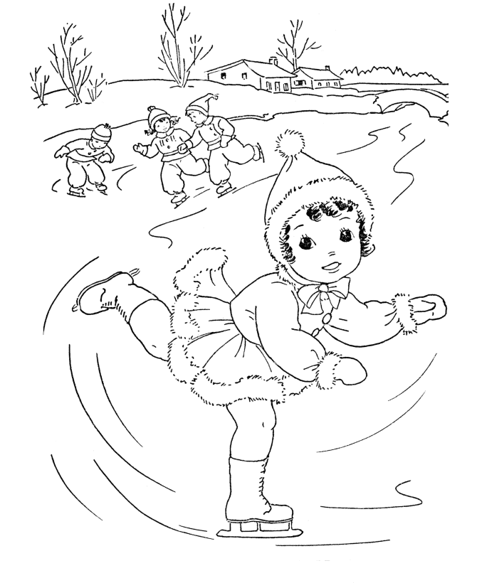 Download Ice Skating Winter Themed Coloring Pages Or Print Ice 