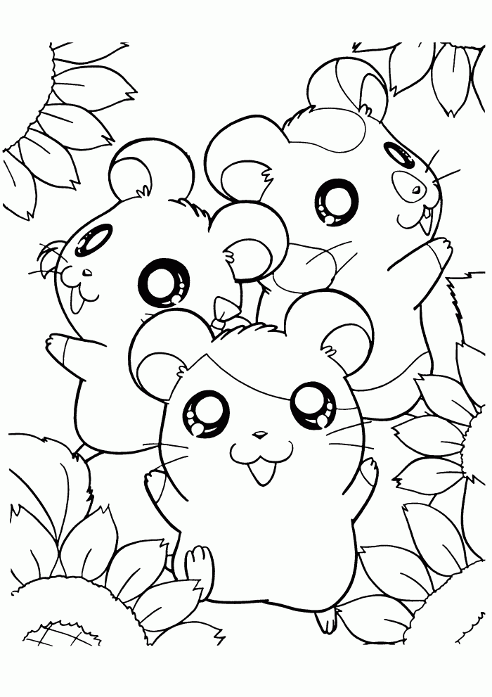 Hamtaro with Sun Flower Coloring Page | Kids Coloring Page