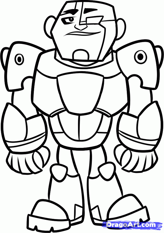 teen titans go cyborg Colouring Pages