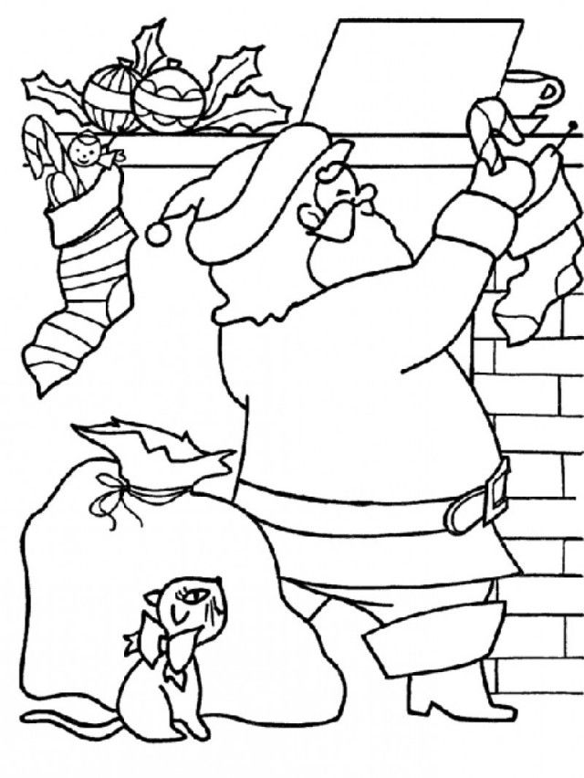 Santa Put His Goods To The Day Of Christmas Eve Coloring Page 
