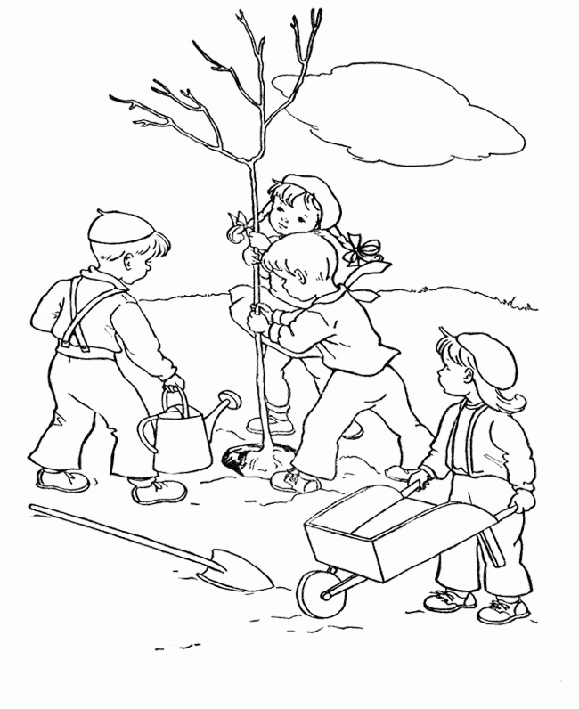 Tree Coloring Pages : The Child And Christmas Tree Coloring Page 