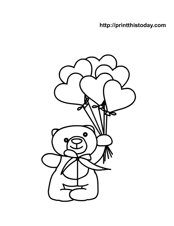 Teddy Bear With Heart Coloring Pages