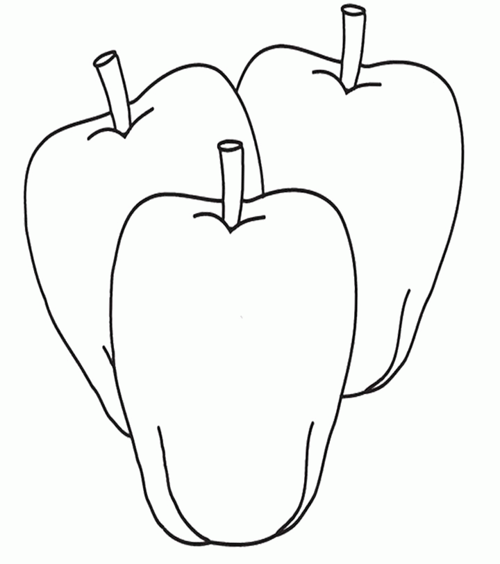 Fruit Coloring Pages : Three Apples Coloring Page Kids Coloring Art