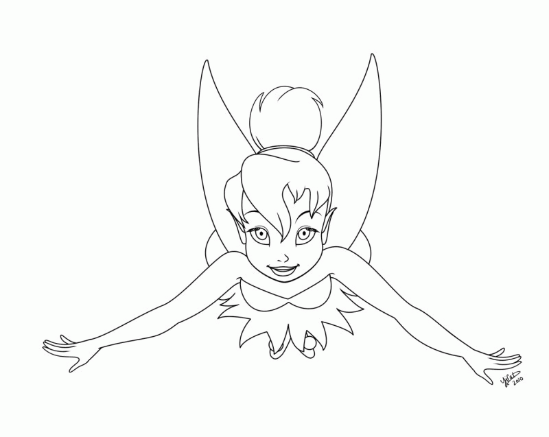 Tinker Bell Flying With The Wings Use Coloring Page - Kids 